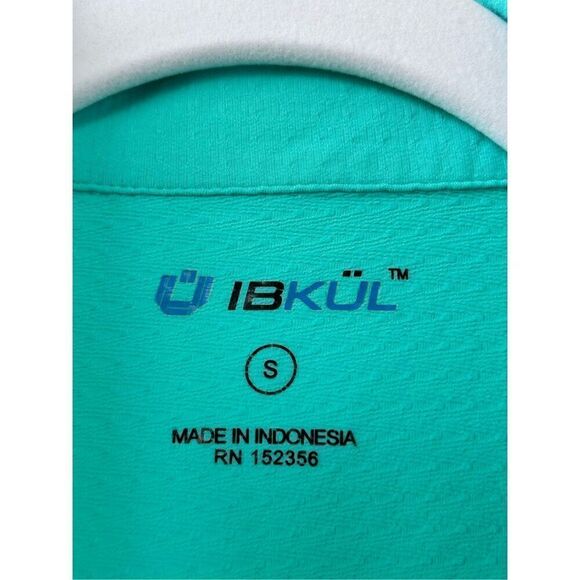 Ibkul Knit Mesh Panel Mock Neck Long Sleeve Quarter Zip Top Green Women's Small - Picture 4 of 5